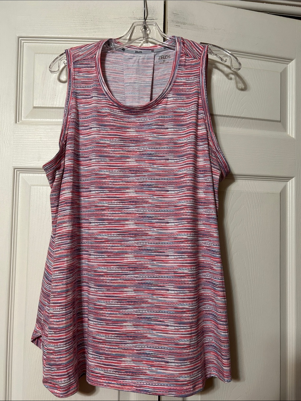ZELOS 3X - Pink & Blue Striped Sleeveless Tank